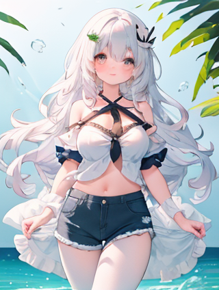 黑色打底袜的夏日甜美配色：以漫画风格呈现